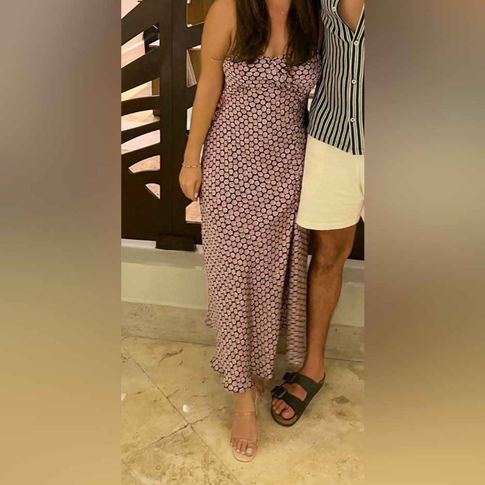 Zara Pink and Black Satin Dress